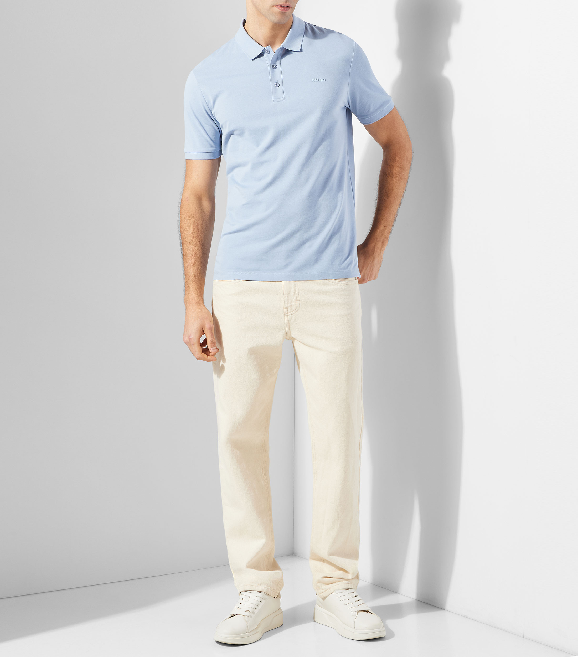 Playera tipo polo manga corta lisa Hombre